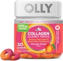 OLLY Colagen Gummy Inele, sprijină elasticitatea pielii și fermitate, 2.5g Colagen, Clinic-Testat, Peach, 15 zile de aprovizionare - 30 Conte