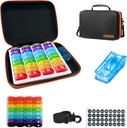 Organizator lunar Pill 1 Time A Day,Pill Organizator Lunar 1Time O zi cu 32 Daily Compartments&1Pill Cutter&1Case de călătorie&1Shoulder Straps&2PCS 31 Days Sticker. Mâner confortabil, fără BPA.