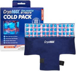 CryoMAX Reutilizabile Cold Pack - 8-Hour lung-Lasting Terapie rece Pachet de gheaţă, Ajustabile Compress Straps, Cel mai bun pentru ameliorarea durerii, Leziuni, Umflarea Chirurgie Hip, şi Migrene - T-Shape (1 Conte)