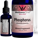 WellnessOne Ionic Fosfor Supplements - Fosfor lichid din acid fosforic ortostatic pentru dinți, sănătate osoasă și suport energetic - non-GMO, Vegan, Gluten Free - 1.67 fl oz
