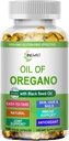 Ulei de Oregano Softgels,Organo ulei de Oregano cu Black Seed Oil for Immune Support Digestive Health Herbal,High Carvacrol & Thymochinone Oregano Oregano,Plant based,Non-GMO,120 Count