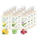 AloeCure Organic Aloe Vera Juice - 12 pachet flacon eșantion - struguri, lămâie, aromă naturală, 12x500ml