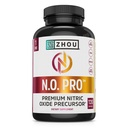 Zhou N.O. Pro - Premium supliment oxid azotic pentru bărbați și femei, inimă, mușchi și sânge Suport cu rădăcină de sfeclă & L Arginină, Antioxidant natural Booster - 120 Capsule vegetale
