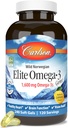 Carlson Elite Omega-3 Gems, 1600 mg Omega-3 cu EPA & DHA, Lemon Flavor, 240 Softgels 