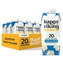 Vanilla Bean Vegan Plant Proteine Shakes by Happy Viking, Creat de Venus Williams, 20g de proteine, Omega-3, 9 Amino Acidi și BCAAs, Gluten-Free, Non-GMO, Gata de băut, Pachet de 12 (11oz)