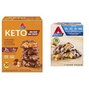 Atkins Caramel Almond Clusters, Gluten Free, High in Fiber, 1g Sugar, 2g Net Carb, Keto Friendly, 20 Conte & Caramel Chocolate Nut Roll Snack Bar, Proteine Snack, High in Fiber, 2g Sugar, 16 Conte