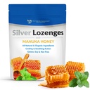 Silver Lozenges with Organic Manuka Honey and Vitamin C - All-Nano Silver 45-50mcg of 60 PPM Silver Mineral drops to Support Immune System, Soothe, Cool Cough & Throat, 24-Lozens