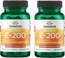 Swanson Vitamina Naturală E - Supliment natural de susținere a sănătății inimii și protecția țesuturilor - Nutrient esențial de promovare a sănătății și a bunăstării globale - (100 Softgels, 200UI Fiecare) (2 ambalaj)