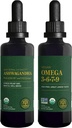 Global Healing Center Ashwagandha & Omega 3 6 7 9 Kit - Ajuta cu Nervos, Brain Health, Heart Health, and Eye Health