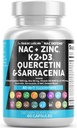 NAC Supliment N-Acetyl Cysteine Vitamina D3 K2 Cercetină de zinc Sarracenia Purpurea Suport imun 