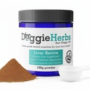 Ficat Revive Dog Ficat Health Supliment de Doggie Herbs - Plante de plante de grad uman Bazat pentru vindecarea ficatului, protecția, repararea și îmbunătățirea 100g g / Scoop