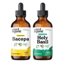 Tinctură sălbatică & organică Bacopa 4 fl oz & Holy Basil Tincture 4 fl oz