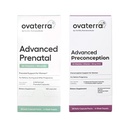 Ovaterra Advanced Prenatal & Preconception Multivitamine Bundle pentru femei cu DHEA 25mg, Choline 550 mg, Folat (Metilfolat) 1,010 mcg, Omega-3 DHA, EPA, capsule Chelate de fier 364 - 28 zile de aprovizionare