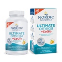 Naturals Nordic Ultimate Omega + CoQ10, Lemon - 90 Soft Gels - 1280 mg Omega-3 + 100 mg CoQ10 - Heart Health, Cellular Energy, Antioxidant Support - Non-GMO - 45 Servings