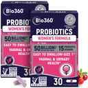 Bio360 Probiotice pentru femei Vaginigal Health - Sprijină echilibrul pH-ului, vaginal, urinar, & Digestive Health - 50 Miliarde CFU & 15 Tulpini unice pentru odor vaginal și flora vaginală sănătoasă - Perioada de valabilitate Stabil