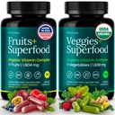 100% Fructe organice și legume Supliment (USDA Organic - Made in USA) 180 Pottent Fructe și capsule vegetale pentru energie Boost & Daily Fruit and Legal Vitamins - Vegan, Non-GMO, Gluten-Free