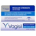 Vagisil Regular Putere Anti-Itch Feminine Cream pentru femei, Ginecolog testat, hipoalergic, cu acțiune rapidă și de lungă durată Mâncărime Ajutor, Moisturizer Vaginal Soothes și Cools, 1 oz (Pachet de 1)