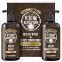 Viking Revolution Beard Wash and Beard Balsam pentru barbati cu ulei de argan si ulei de jobba - Beard Softener si intaritor Beard Care Shampoo si Balsam cu ulei de barbă (17oz, Sweet Tobacco)