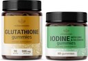 HERBAMAMA Glutatione and Iodine Kit - Bundle of 500 mg Reducere L-glutatione & Potasiu Iod Gummies - Vegan, Non-GMO, Gelatină-Free - 2 Pack