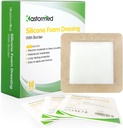 kastorsed Silicon Spumă adezivă Dressing with Gentle Border 4'x4' 10 Pack, Bandaj spuma de mare absorbție pentru Bed Sore, Ulcer picior, Ulcer diabetic