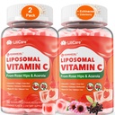 Vitamina lipozomala C 1000mg Gumiile umplute pentru adulți & copii 9+, 1660mg Blend w/Echinacea, Elderberry, D3, Zinc, Fier, Bioflavonoid, Astaxantină, Vitamina organică C, Zahăr liber, 2Pack