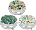 3 Pack Pilula cutie, pilula caz mic pentru Purse & Pocket, Cute Travel Medicine Organizator, Portable Medicine Detinator de containere pentru a deține vitamine, medicamente, ulei de pește și supliment, flori frumoase