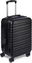 Amazon Basics 21" Hardside Carry-On Bagage, Suitcase Hardshell cu roți, Expandable pentru până la 25% mai mult spațiu, cu Scratch-Resistant Suprafață, Patru Multidirecțional Roți, negru
