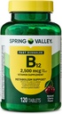 Vitamina B12 Comprimate rapid-dizolvare Supliment alimentar, 2.500 Mgg, Cherry, 120 Conte și Portable Pilula Container (2 elemente)