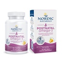 Nordic Naturals Postnatal Omega-3, Lemon - 60 Soft Gels - 1120 Total Omega-3 + 1000 UI Vitamina D3 - Formulat pentru noile mame; Sprijină Wellness Optimal, Mood pozitiv, Metabolism sănătos - 30 Serviri