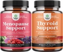 Bundle of Complete Herbal Menopause Supplement for Women for Night Sweats Mood 120ct and Herbal tiroidy Support Complex - Mood Enhancer Energy Supplement for Tiroidal Health
