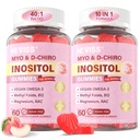 Myo-Inositol & D-Chiro Inositol Gumies for Women 2000mg + 50mg, 40:1 Ratio Inositol with Vegan Omega-3 + D3, Magneziu Glycinat, Folat de metil + B12 for Female Health & Wellness, Sugar Free, 120 Cts