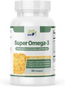 Super Omega-3 Ulei de pește, susține sănătatea inimii, 1000 Mg, 300 Mg Omega-3, Softgels de eliberare rapidă, Made in USA, 60 Softgels