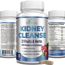 Herbal Rinichi Curățare cu extract de afine, Astralagus - 21 Fructe și plante aromatice - Detox & Curățare Tract urinar & Bladder Sănătate, Asistență renală, 60 capsule Vegan