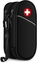 SITHON Double-Layer Epipen Carrying Case, Travel Medication Organizator Pungă Medicală de Urgenţă Înveleşte 2 EpiPens, Astma Inhaler, Anti-Histamină, Auvi-Q, Alergie Medicină esenţială (Black)
