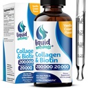 Colagen lichid și Biotin, 2 Fl. Oz, Ultra-Forngth Colagen Suplimente pentru femei, a treia parte testat Biotina pentru femei de creștere a părului, unghii, și vitaminele pielii B7 Colageno Peptides 