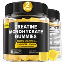 Creatină Monohidrat Gummie pentru bărbaţi şi femei - cu BCAA, Colagen Peptide, L-Taurină, Vitamina B12, D3, Mesteci Creatina Monohidrat 5g Per Servire, Aroma de lămâie naturală, Zahăr fără, 2 Pack