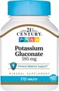 21st Century, Gluconat de potasiu, 595 mg, 110 comprimate