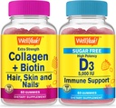 Ei bine, Colagen+Biotina + Vitamina D3 5000 UI Zahăr gratuit, Gume Bundle - Mare Tasting, Suplimentul de vitamine, Gluten gratuit, OMG-uri Gratuit, Guma de mestecat