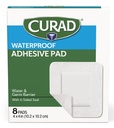 Pad-uri rezistente la apă albe, 4" x 4", Îngrijire avansată a rănilor, 1 Cutie, 8 Conte