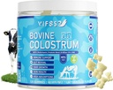 Iarbă Fed Colostru Supliment 2000mg, 120 Gume de zahăr Gratuit 40% IgG bovine Colostru Gumies + Probiotic, Multivitamine Etc pentru Suport Imun, Suport Gut, Păr & Piele