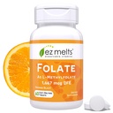 EZ Melts Dissolvable Folate 1,667 mcg, L-metilfolat, Sugar-Free, 2-Month Supply - 1 ambalaj