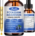 Supliment de magneziu de potasiu - Complex de magneziu de înaltă absorbţie 500mg & Potasiu 99mg Plus Calciu, vitamina D3, Zinc, Drops fără zahăr Suplimentul pentru cramps de picioare, energie, metabolice (Blueberry)