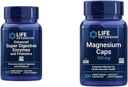 Extensie de viaţă 60 Capsule vegetariene Enzime super digestive îmbunătăţite & Probiotice şi 100 Capsule de magneziu pentru inimă, oase, suport metabolic