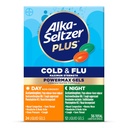 Alka-Seltzer Plus Putere Max Rece & Flu Ziua+Medicina de noapte: Tuse Suppressant, Rece și Flu Medicina pentru adulți și copii 12 ani și mai în vârstă, 36 Conte, Ambalaj mai Vary