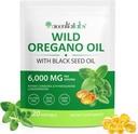 Ulei de Oregano cu ulei de semințe negru, Oil de Oregano Softgels 6000mg Per Serving,2 în 1 Formulat cu ulei de semințe negru 200mg,Organic Ulei de Oregano,Gluten Free,Dairy Free,120 Conte(1 Pachet)