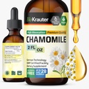 BIO KRAUTER Flori de mușețel Tinctură - Extract de mușețel - Conține Apigenin - Supliment pentru suport de relaxare și calm - Alcool și zahăr gratuit - Picături Vegan 2 Fl.Oz.