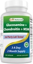 Cele mai bune naturale Glucosamină Chondroitin și MSM (non-GMO) - promovează sănătatea comună - 180 Conte