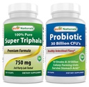 Cele mai bune naturale Triphala 750 mg & Probiotic 10 tulpini & 30 miliarde CFU