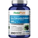 NusaPure Saw Palmetto 20:1 Extract, 200 mg echivalent cu 4.000 mg per Veggie Caps 200 Conte non-GMO, Vegan, Vegetarian, Bioperine