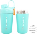 Ozizo Cupa de amestecare de proteine pentru amestecuri de proteine, 20 Ounces din oțel inoxidabil sticla de proteine Shaker, izolat, Leak Proof, Odor Rezistent, Small Cute Gym Mixer pentru bărbați, Femei, Băieți, Fete, Băuturi calde și reci